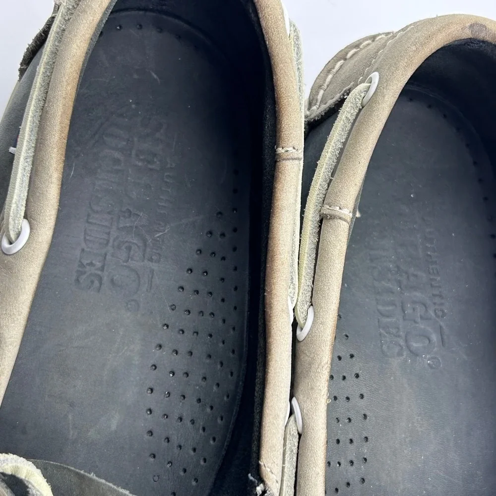 Sebago Docksides Boat Shoes Mens 12 Grey Tan Nubuck Leather Nautical Preppy